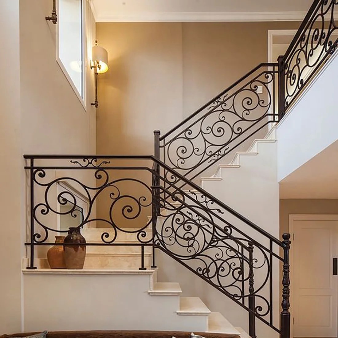 Calculate how many balusters you'll need for a deck or stair railing by selecting the total railing length, the number and size of posts, and the size of the balusters. Iron Grill Design For Veranda Balustrade Wrought Iron Stairs Handrails Railing Buy Wrought Iron Stair Railing Stair Iron Railing Price Exterior Wrought Iron Railings Product On Alibaba Com