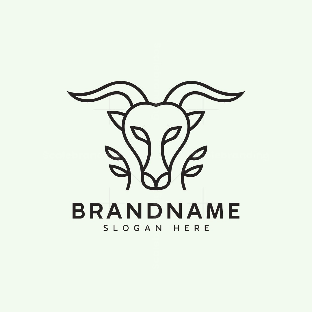 Minimalist unique goat head logo design, perfect for entertainment, . Goat Head Logo