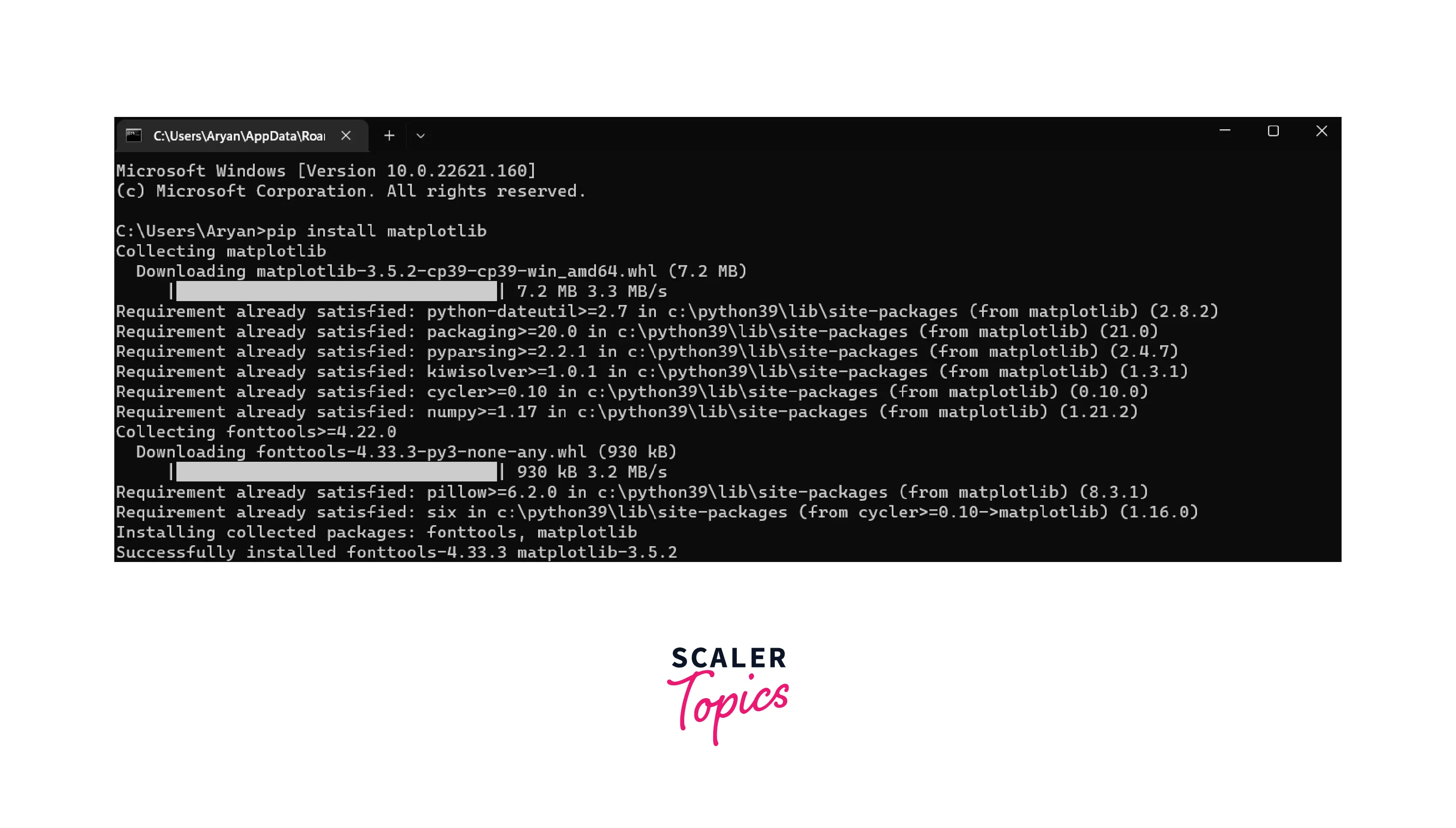 Установка matplotlib python windows