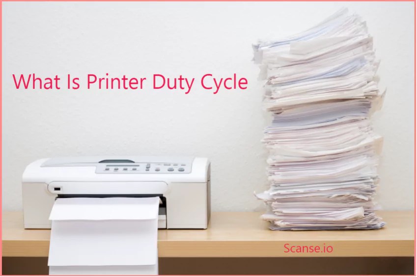 "An infographic explaining the key components of a printer's duty cycle, including monthly volume and manufacturer recommendations."