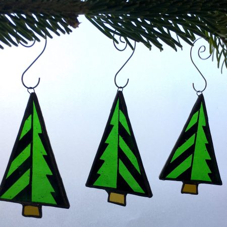 Set of 3 stained glass Christmas tree decoration
