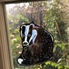 Stained glass badger Christmas tree decoration