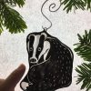 Badger stained glass Christmas tree decoration