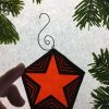 Orange star stained glass Christmas tree decoration