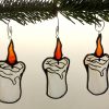Set of three stained glass Christmas candle tree decorations