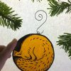 Red squirrel stained glass Christmas tree decoration