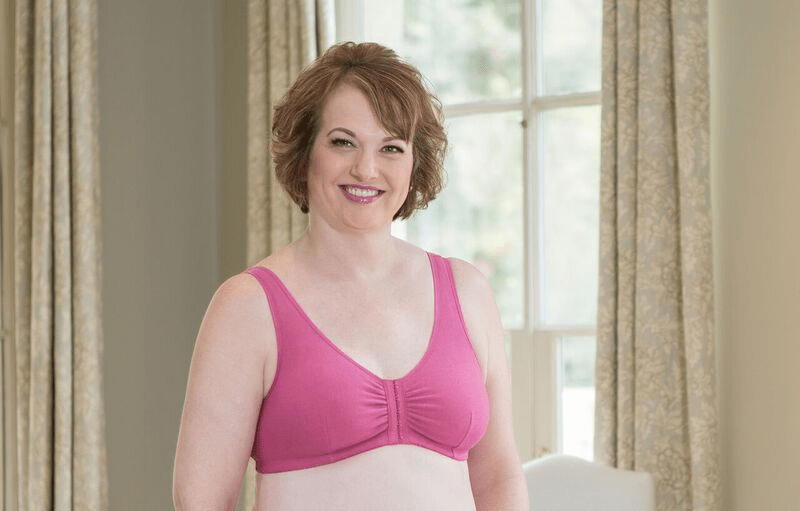 Designed with breathable cotton & spandex for a comfortable, relaxed fit. Ideal bra for post-surgical and/or leisure wear. Constructed with front closure for easy on/of post surgery. Wide stretchy straps are non-adjustable. Average profile.