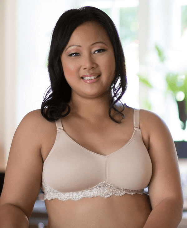 Designed with a thin layer of foam for a smooth, enhanced silhouette & microfiber fabric for a sleek design and cooling comfort. Lace accent across the band adds a bit of flair & femininity. Bra features convertible, stretch straps that can be worn as criss-cross or halter style. Average profile.