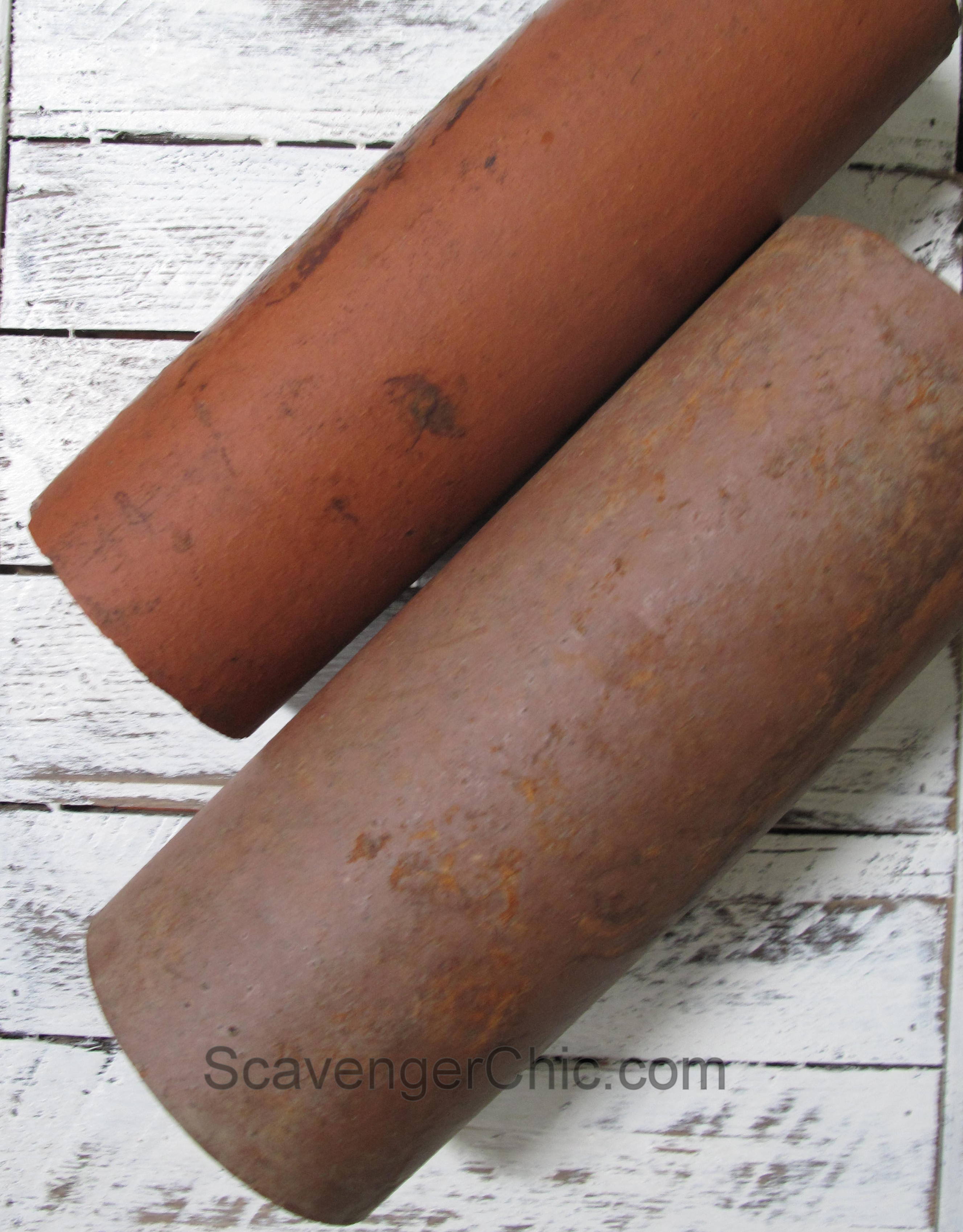 Terracotta Pipes and Junk Candle holders Scavenger Chic
