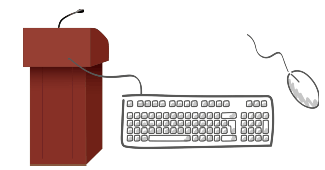 podium and a keyboard