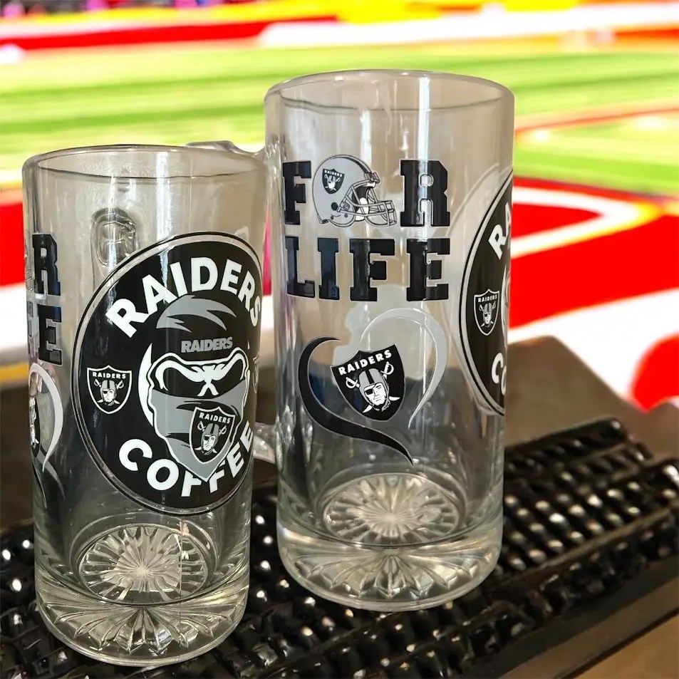 Raiders For Life Collectible Glass Sports Mug
