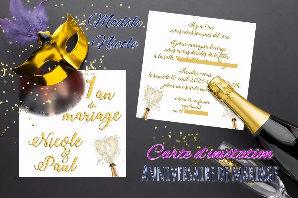 Carte d’invitation anniversaire mariage