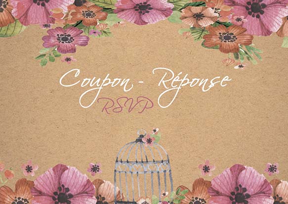 faire-part mariage kraft et fleurs