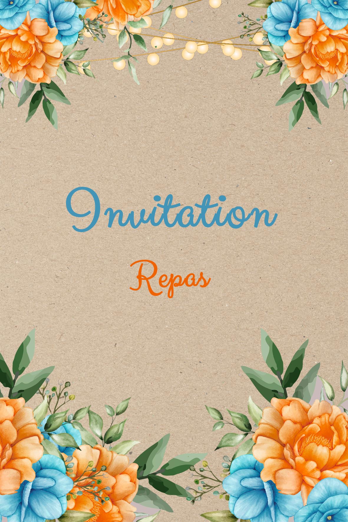 Invitation repas de mariage thème guinguette champêtre modèle Alexandra