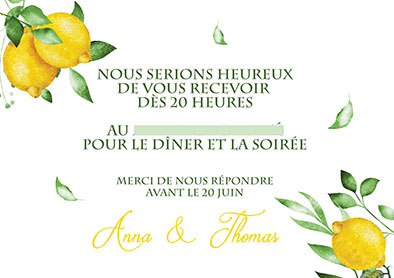 Invitation repas de mariage modèle Anna
