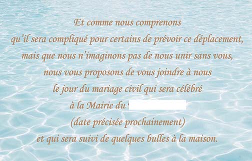 Invitation mariage civil modèle Caroline