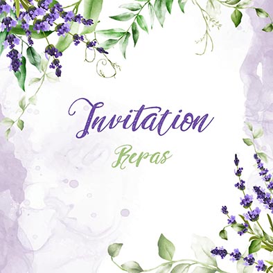 Invitation repas de mariage thème Brins de lavande modèle Lavinia
