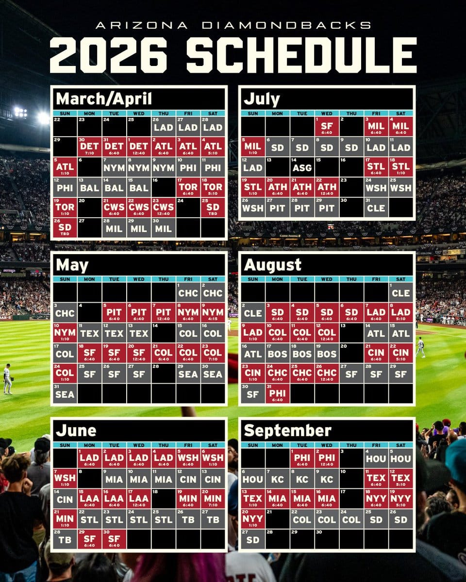 Arizona 2026 Schedule Image 1164 