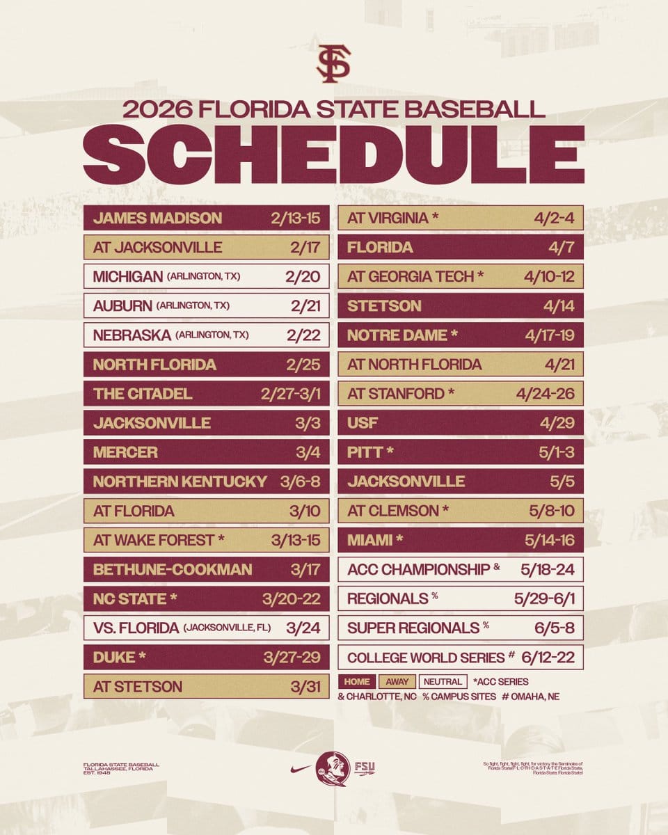 Fsu Baseball Schedule 2026 Image 139 