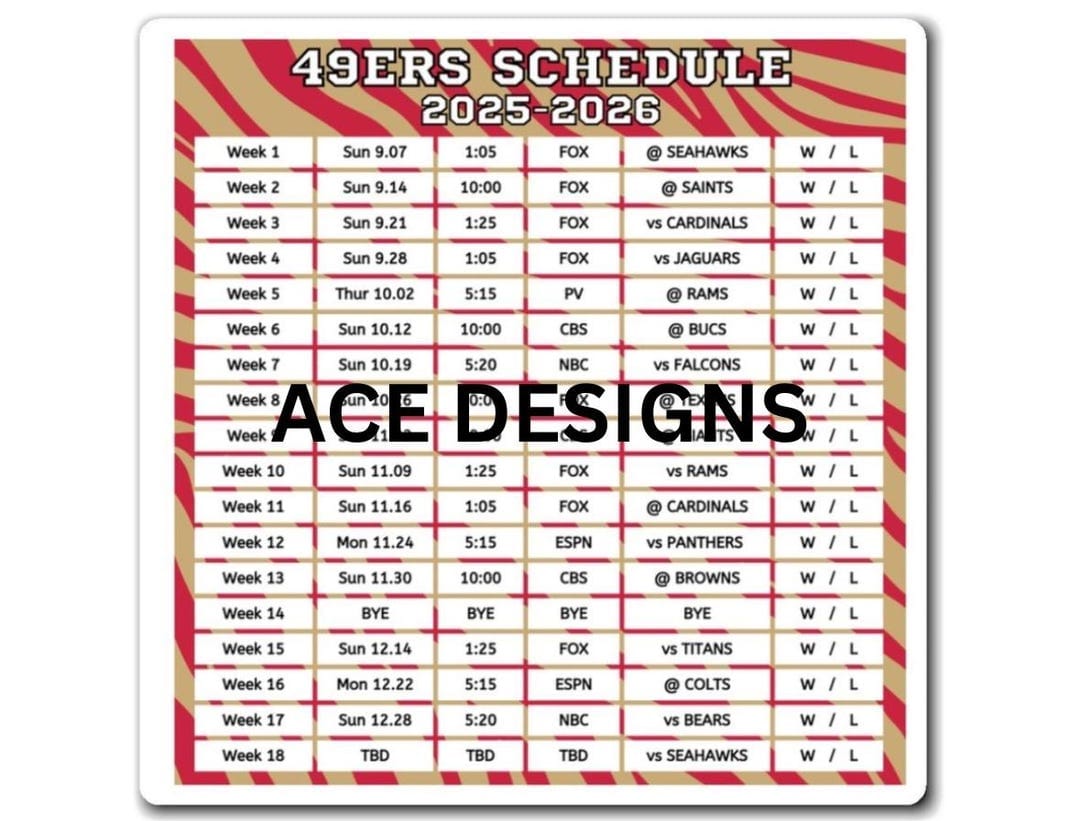 49ers Schedule 2026 2026 Image 1611 