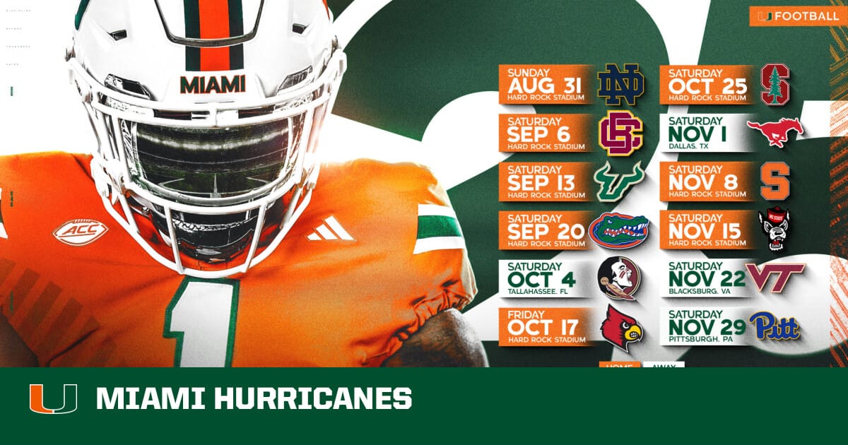 2026 Miami Hurricanes Football Schedule Image 1706 