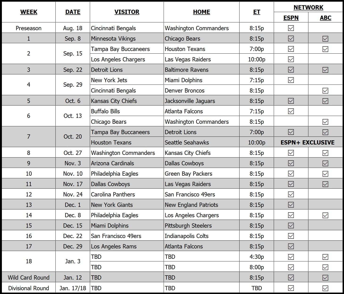 2026 Football Schedule Nfl Image 1962 