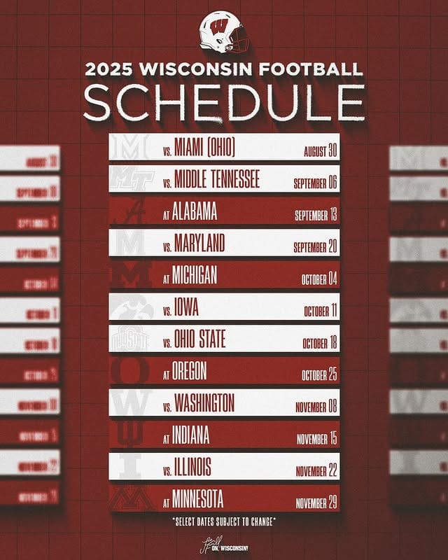 2026 Badgers Football Schedule Image 2014 