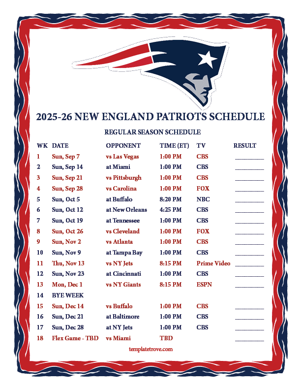 2026 Patriots Schedule Image 598 