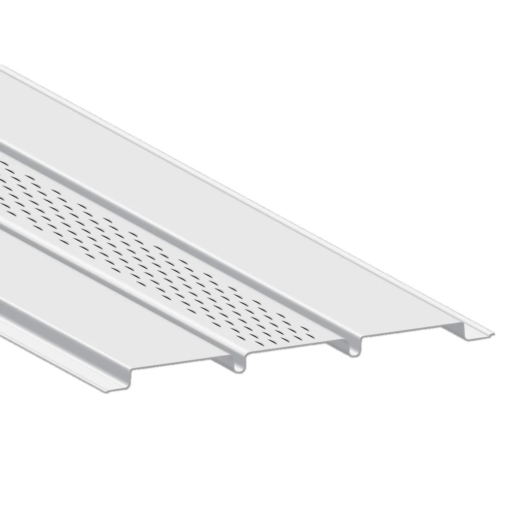 Center vented 4" white aluminum soffit