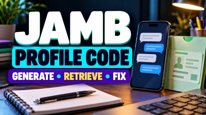 jamb-profile-code A phone with generic SMS bubbles beside JAMB profile code guidance.