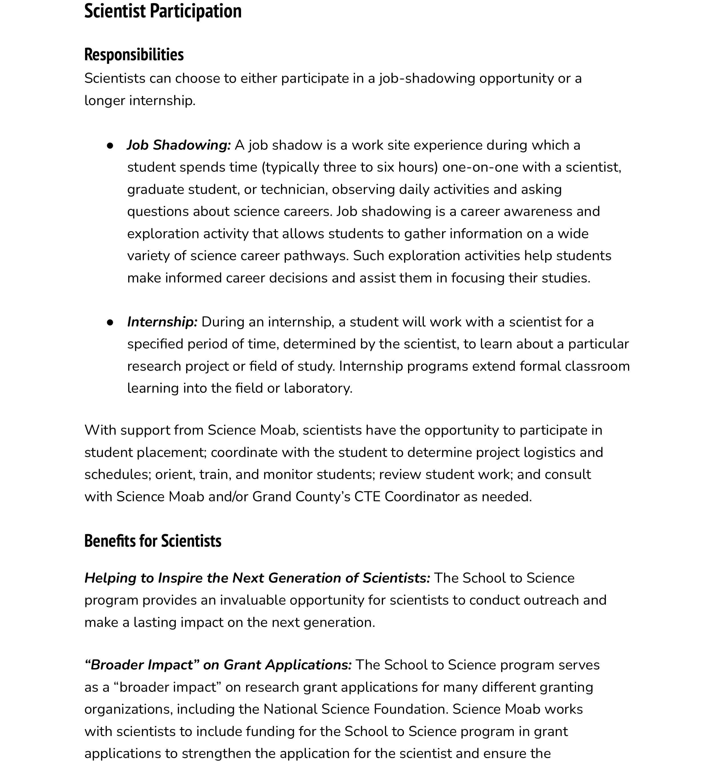 Program Brief for Scientists-2