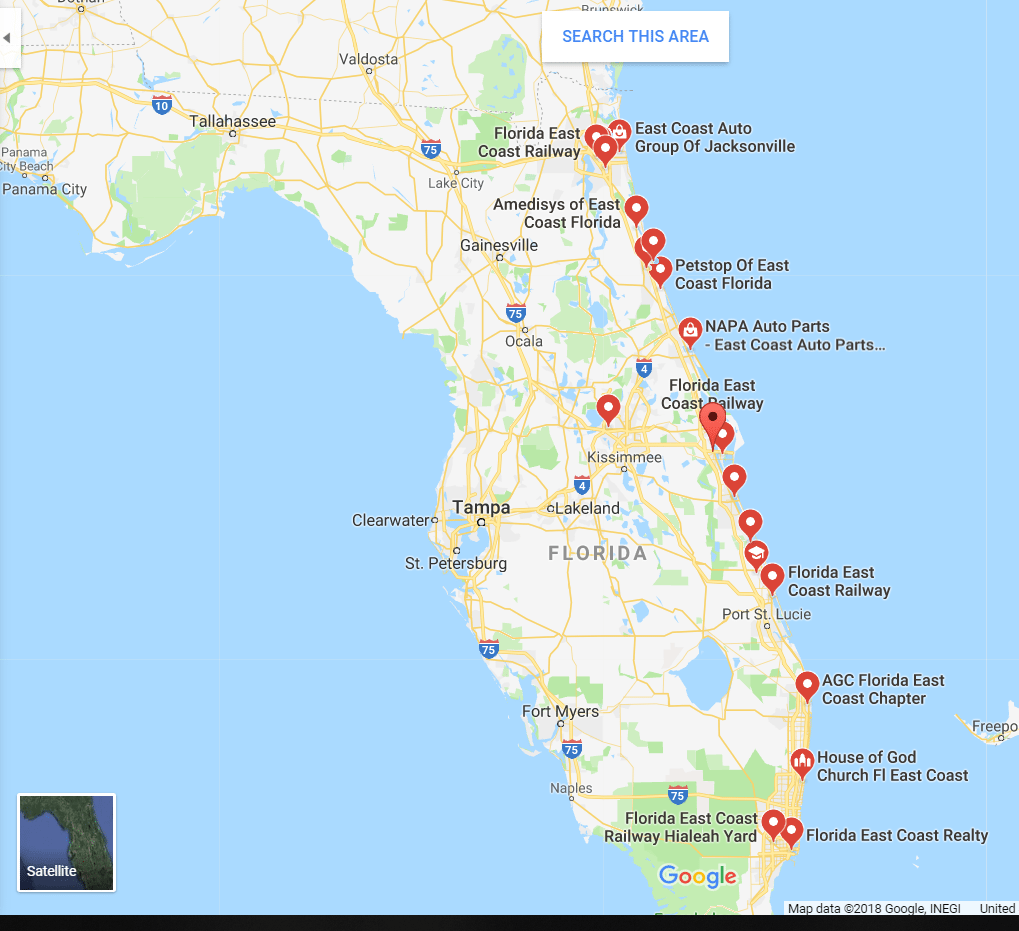 Map Of Florida East Coast Beaches And Cities Com Florida Screenshot 