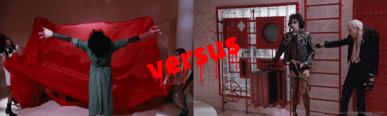 Two screenshots from the movie side-by-side contrasting Frank in command with Frank desperately grabbing the controls for himself.