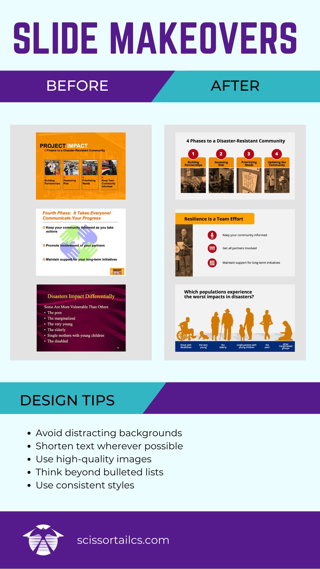 before and after slide refresh showing same content with updated visual design and modern styling
