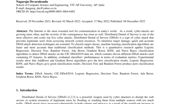 Detection Of DDoS Attacks Using Machine Learning Classification ...