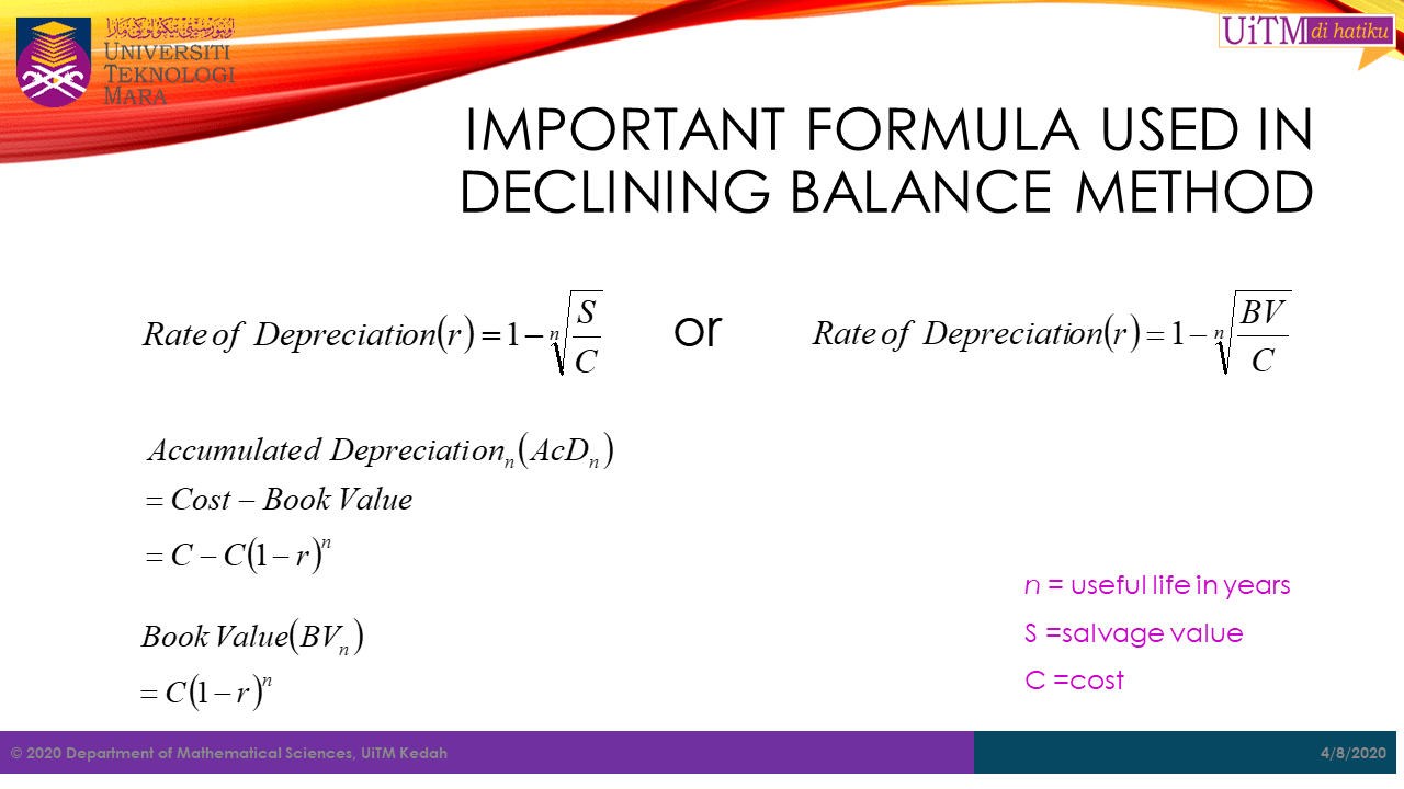Math. sc. uitm kedah: depreciation