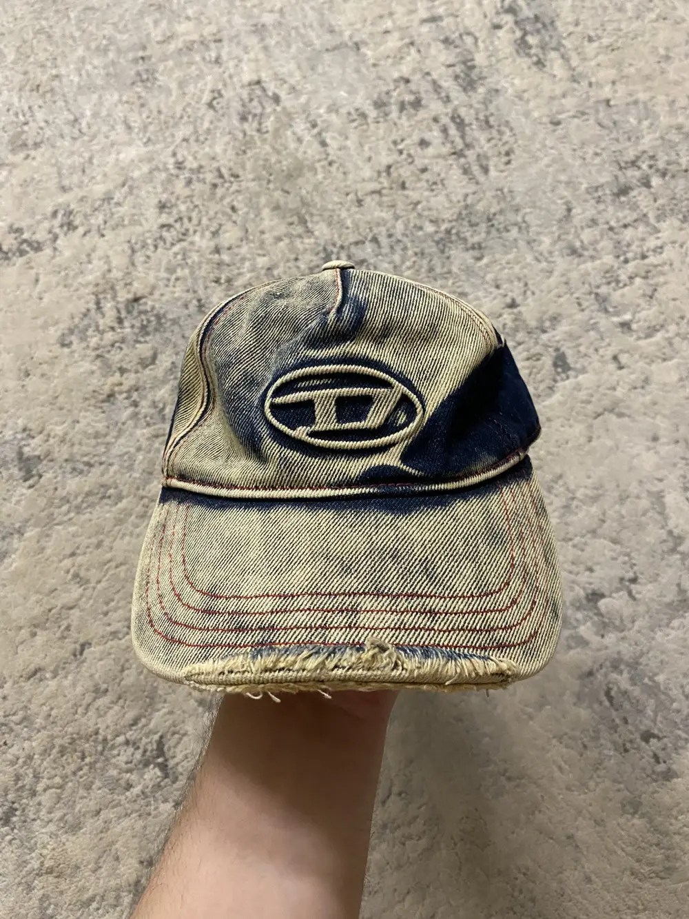 Diesel C-SEYMON Denim Bleached Distressed Cap