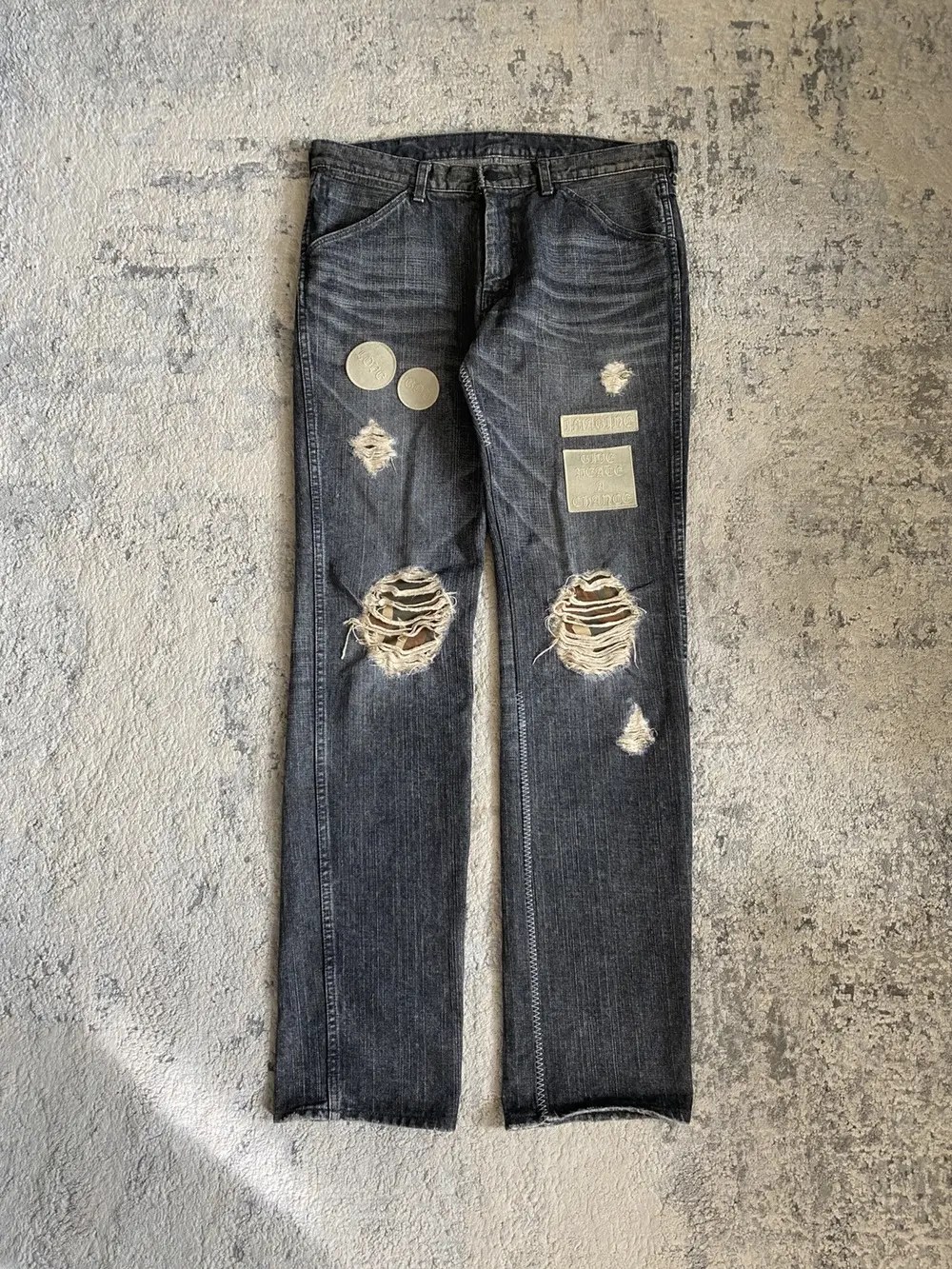 Number (N)ine AW04 Patch Distressed Denim 33x35