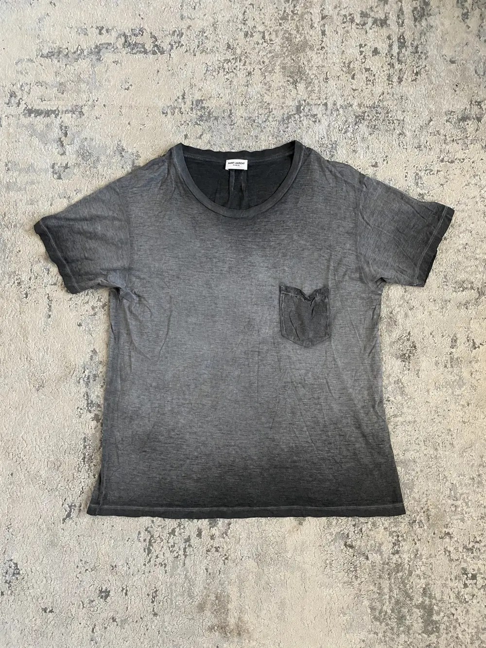 Saint Laurent AW14 Sunfaded Silk Pocket Tee L(2) 20.5X27