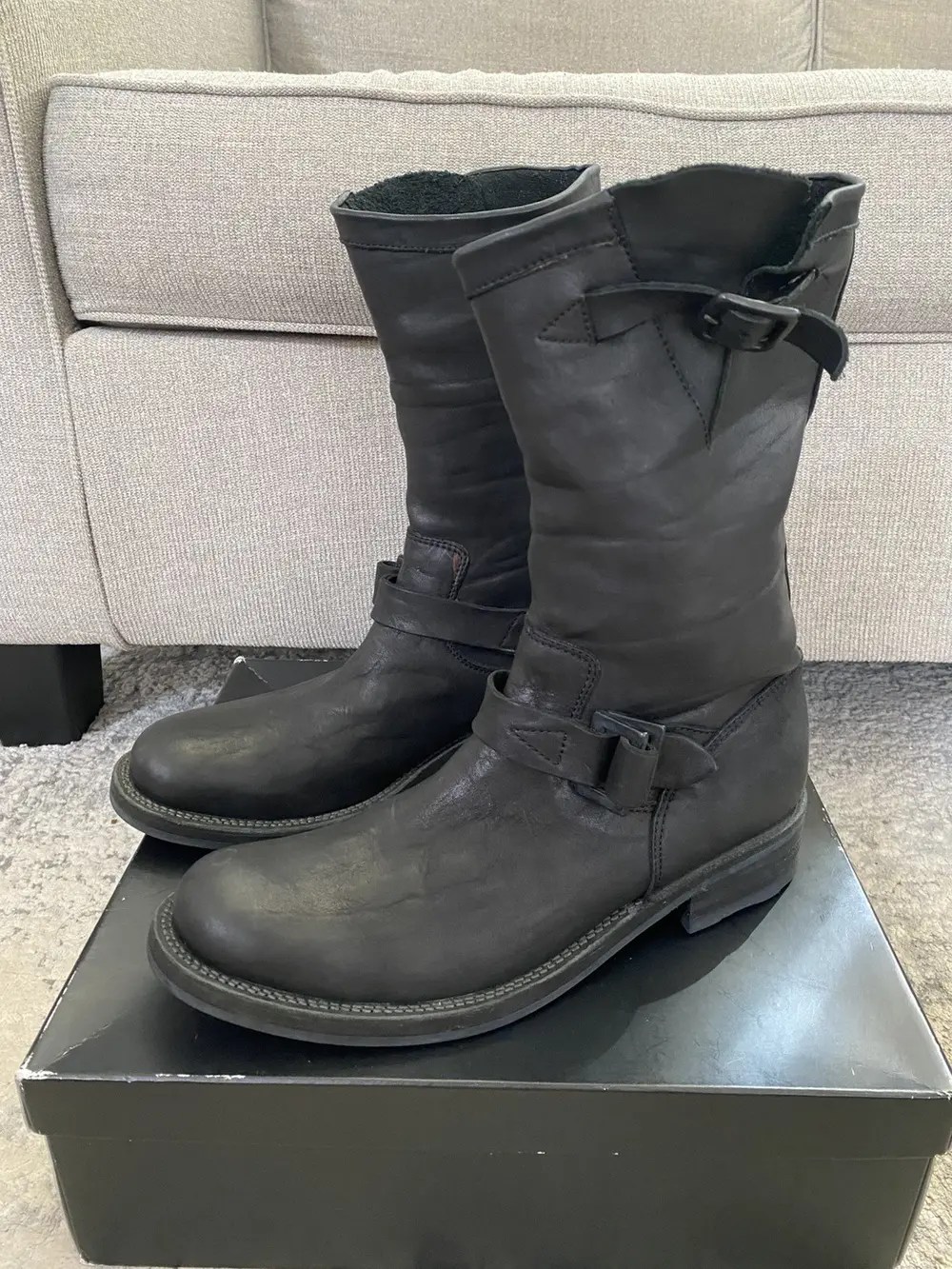 Backlash - Black Leather Engineer Boots 9.5US Mens