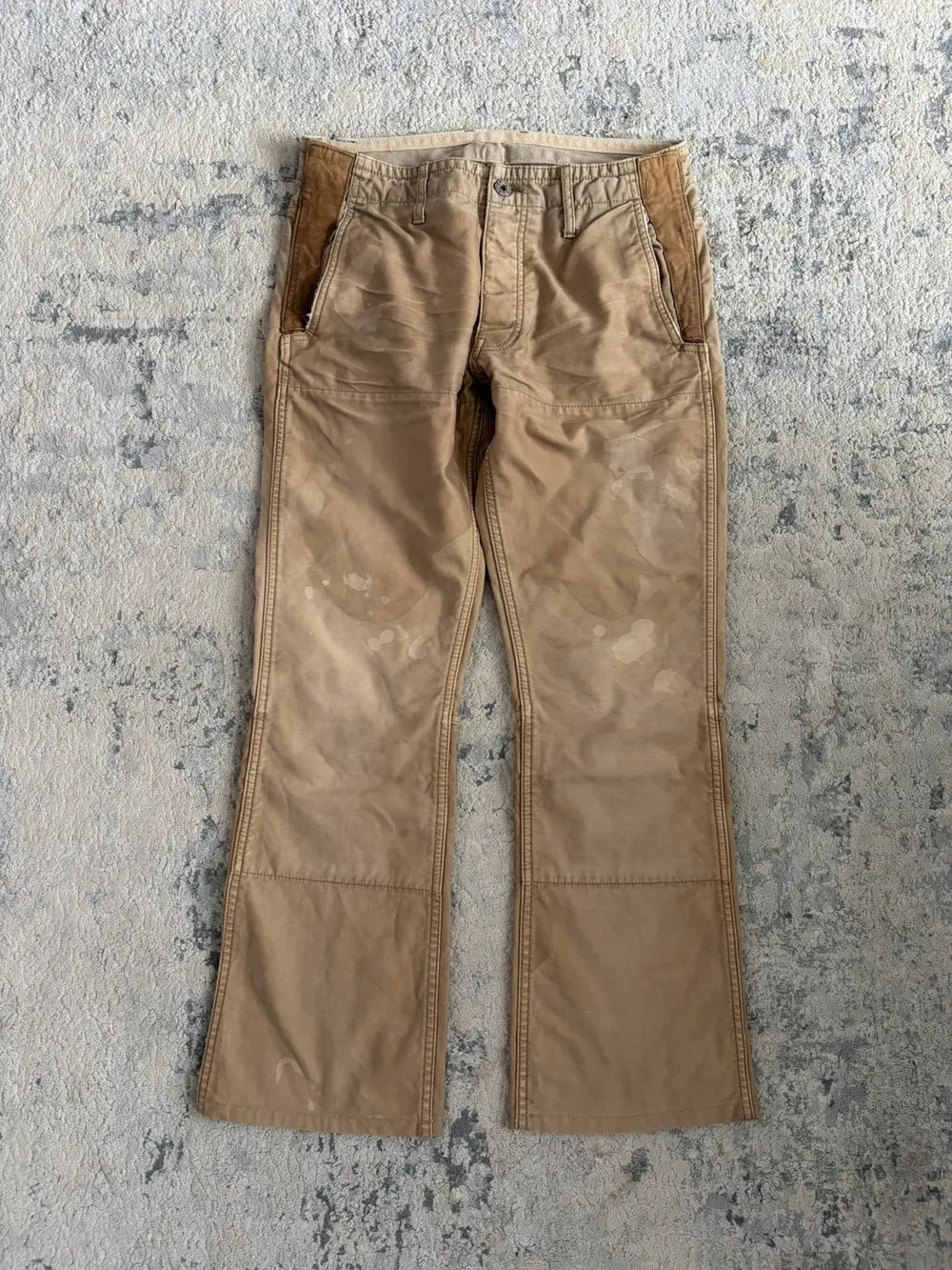 Backlash - Suede Pocket Oil Stained Bootcut Pant 29x27