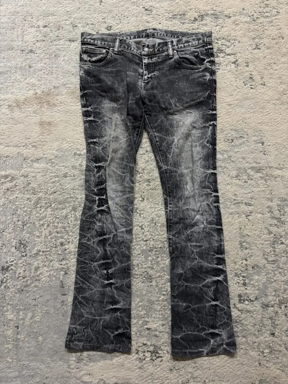 Tornado Mart - Whisker Faded Black Bootcut Denim 35x32