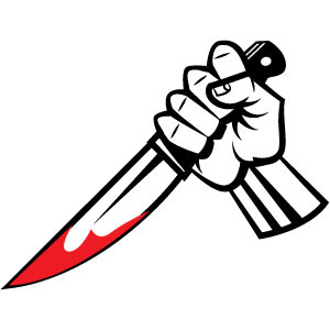 Hand holding a bloody knife