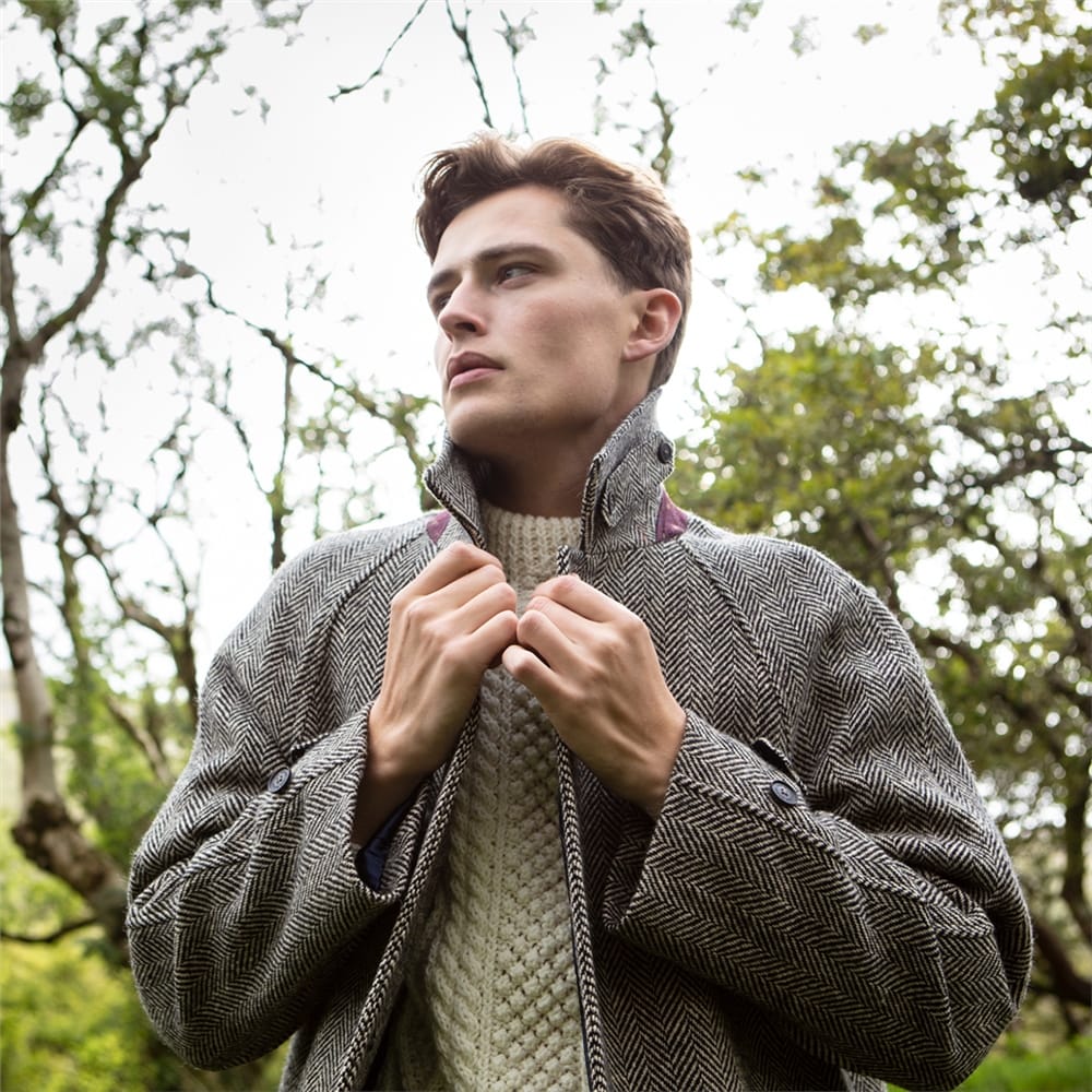 CORRIB DONEGAL TWEED OVERCOAT IN BLACK 