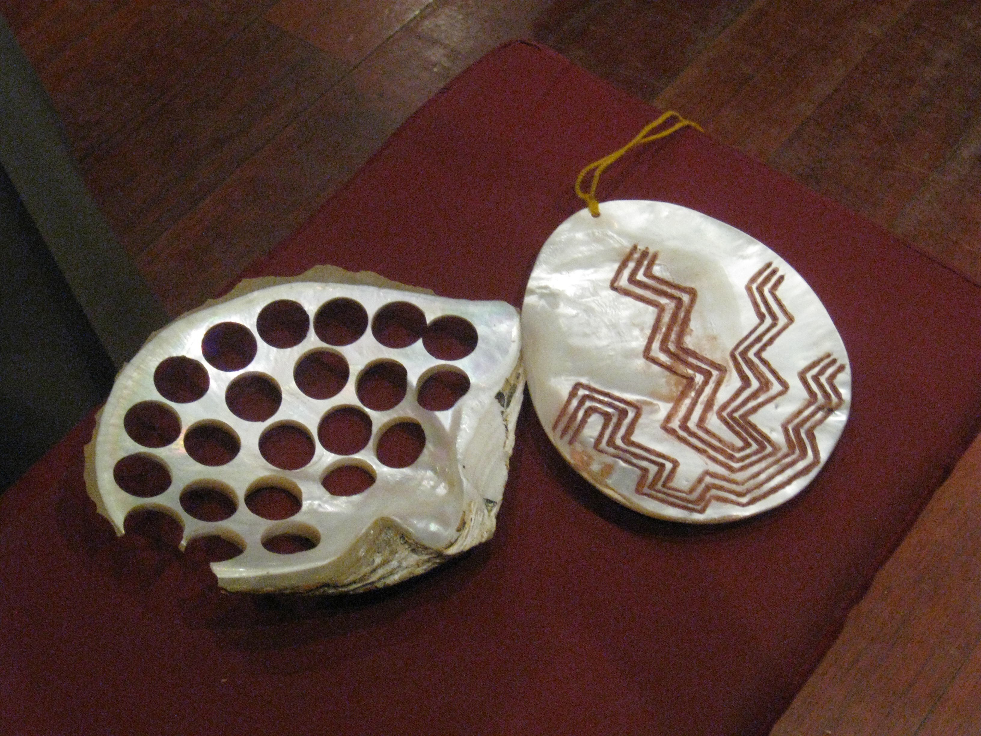 Mother of pearl shells being used for buttons