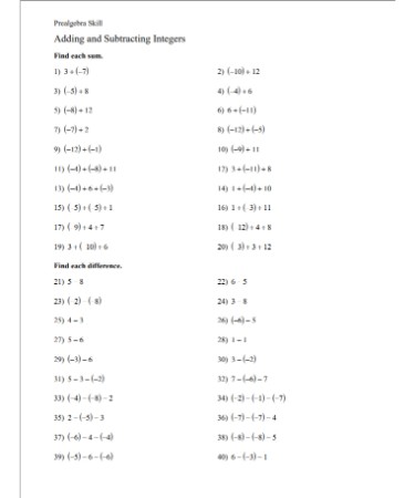 adding and subtracting negative numbers worksheet pdf free download free