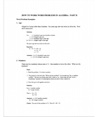 Algebra word problems worksheet pdf