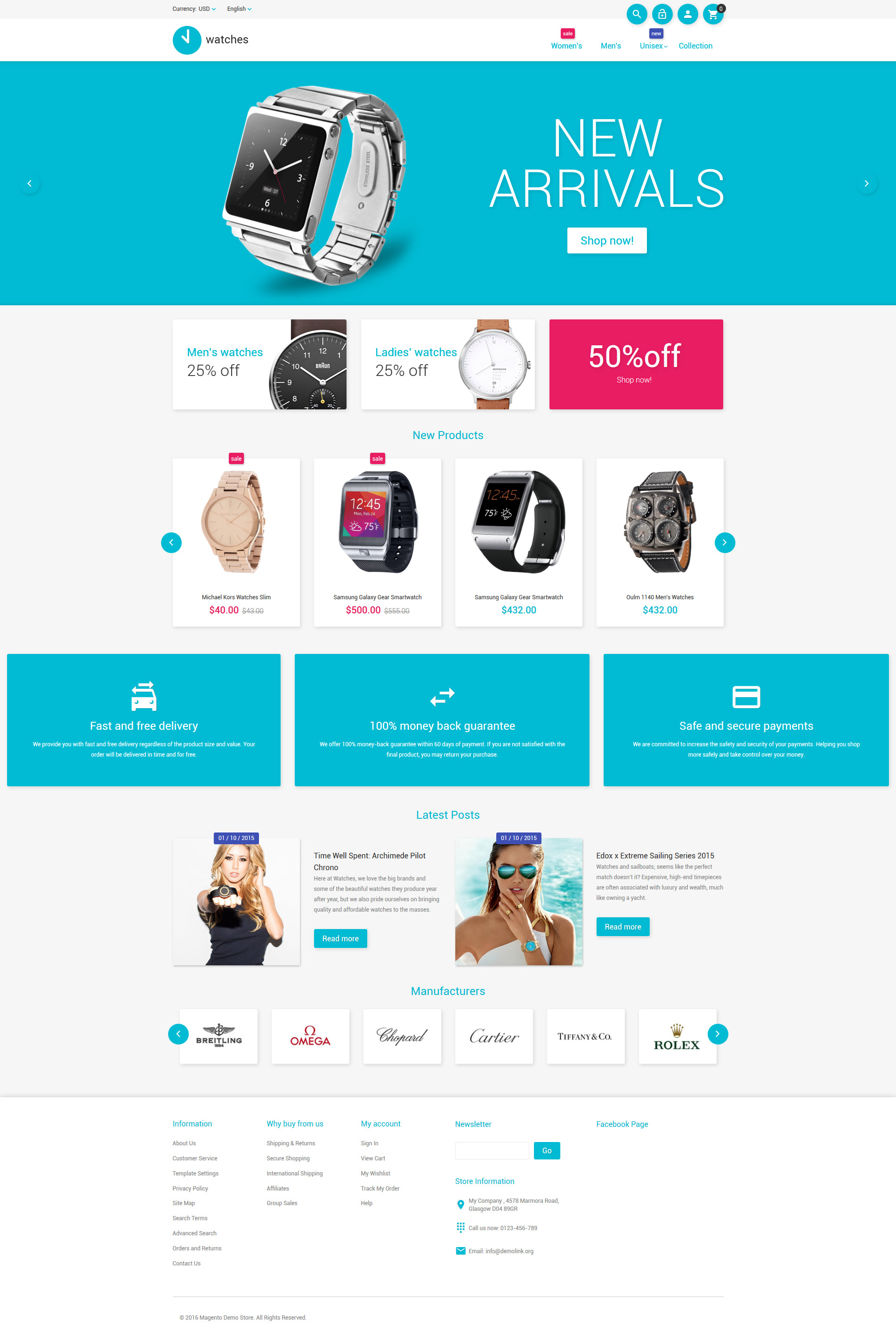 Template 58739 Watches Magento Theme Website Brobst Systems