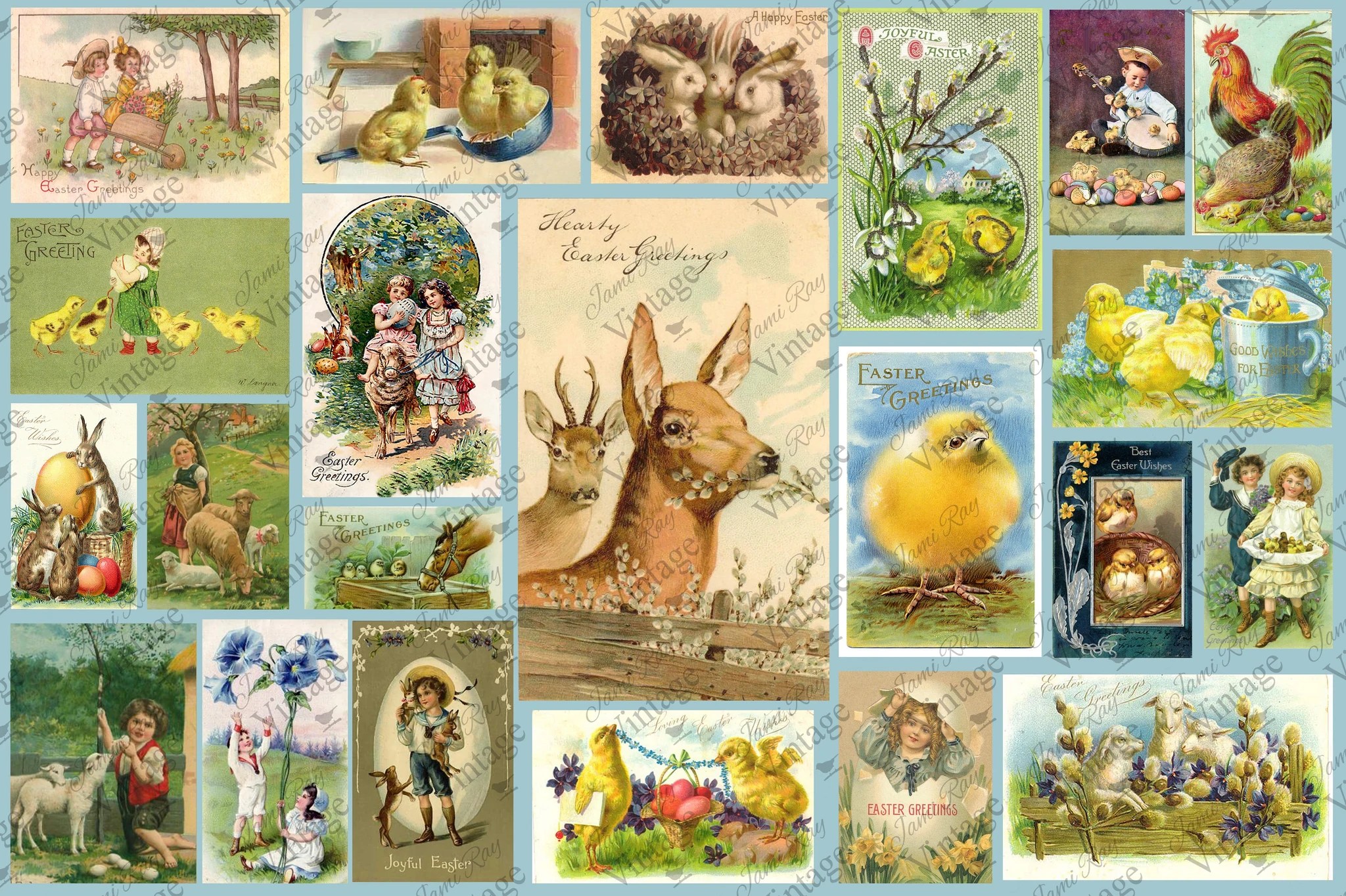 Decoupage Paper JRVVintage Easter Cards30″x20” Scrappy's Rustics