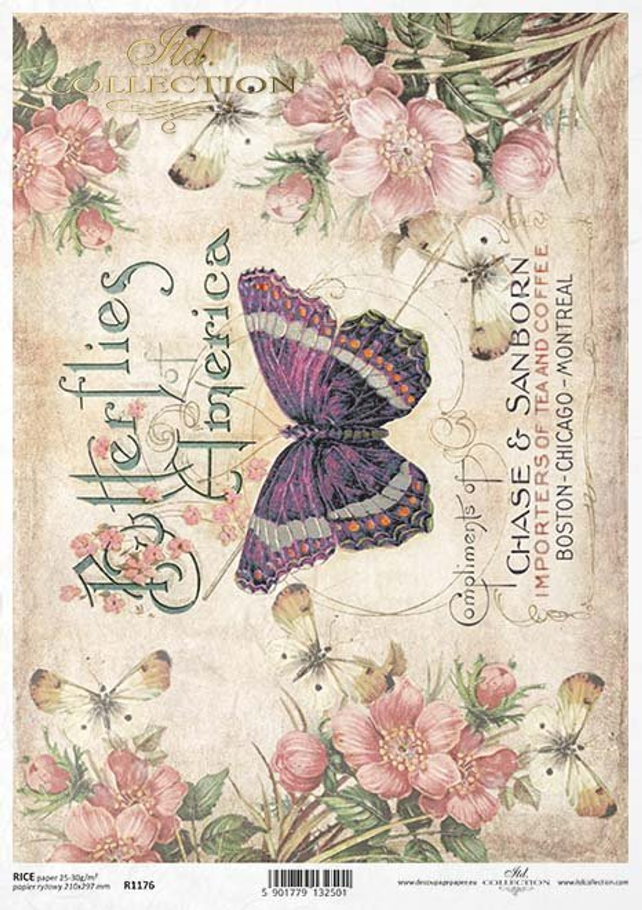 Decoupage Paper Floral Butterfly R1176 Scrappy's Rustics